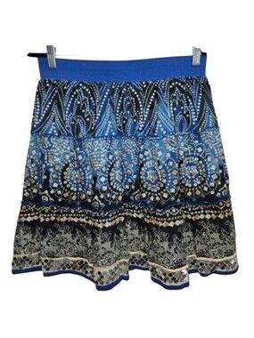 Bila Skirt Blue Patterned Women's Size Large Skirt Bohemian Cotton Beach Hippie
